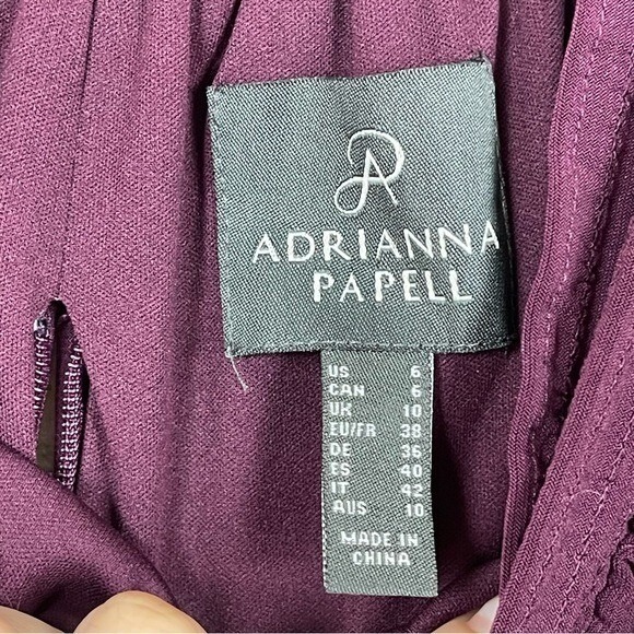 Adrianna Papell Matte Jersey Smocked Pin-tuck Night Plum‎ Dress Size 6 Women - Picture 11 of 14